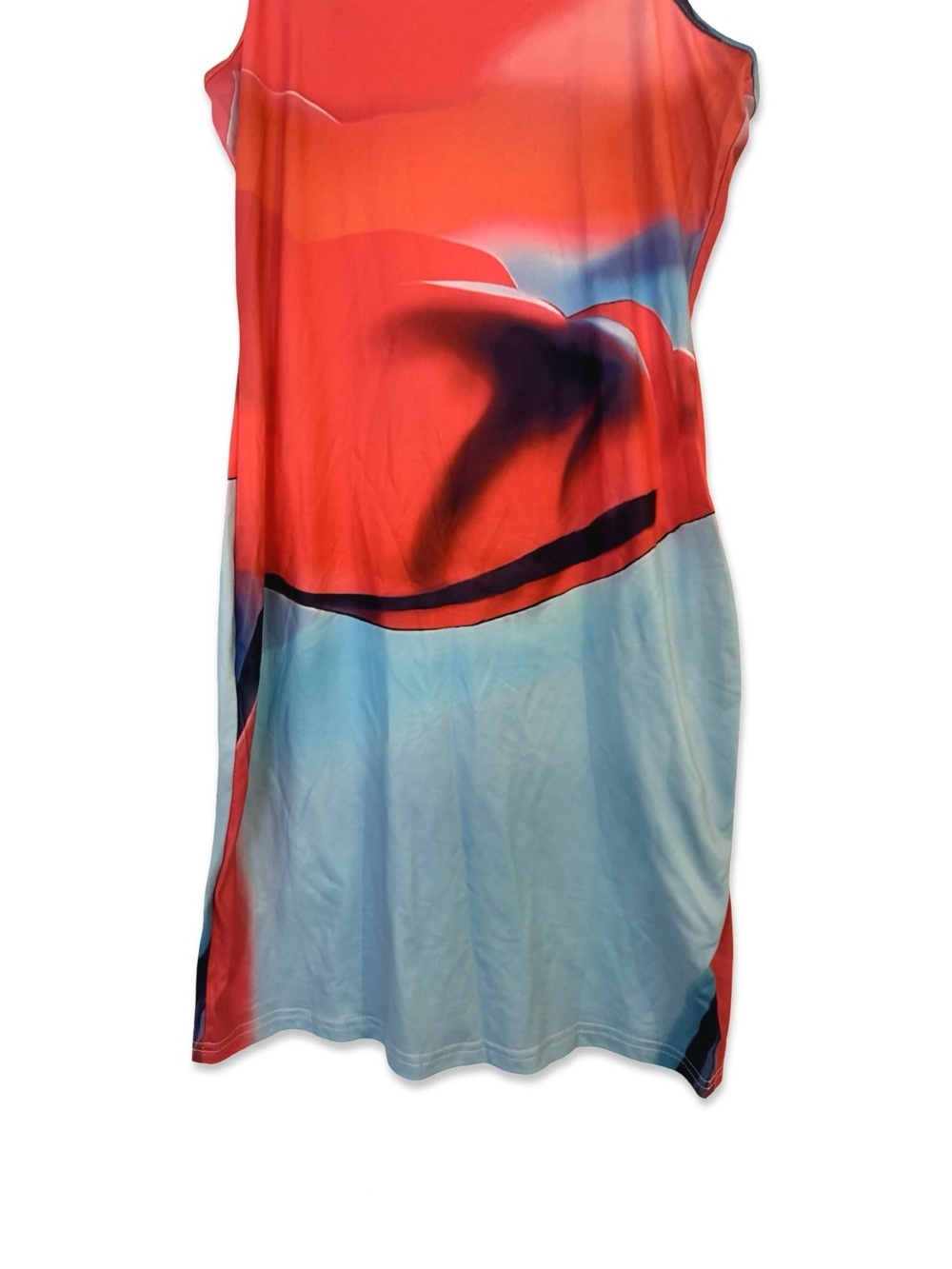 Women’s Colorblock Slip Mini Dress in Coral and Sky Blue | Small | NWOT - Picture 3 of 4